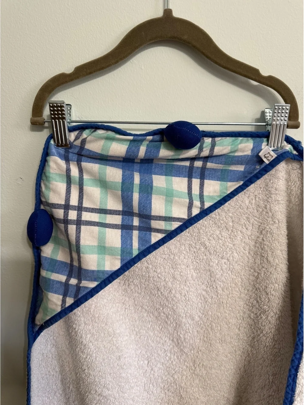 Set of 2 Soft Cotton Baby Hooded Towels with Cute Animal and Plaid Designs